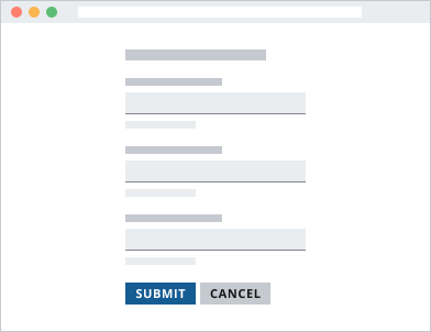 Example showing button bar with submit button on left as CTA, and cancel as primary to the right of submit