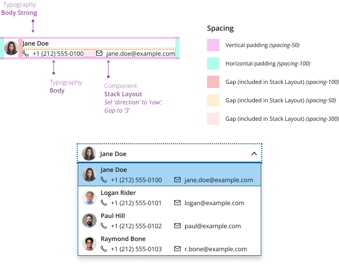 Contact Details in list