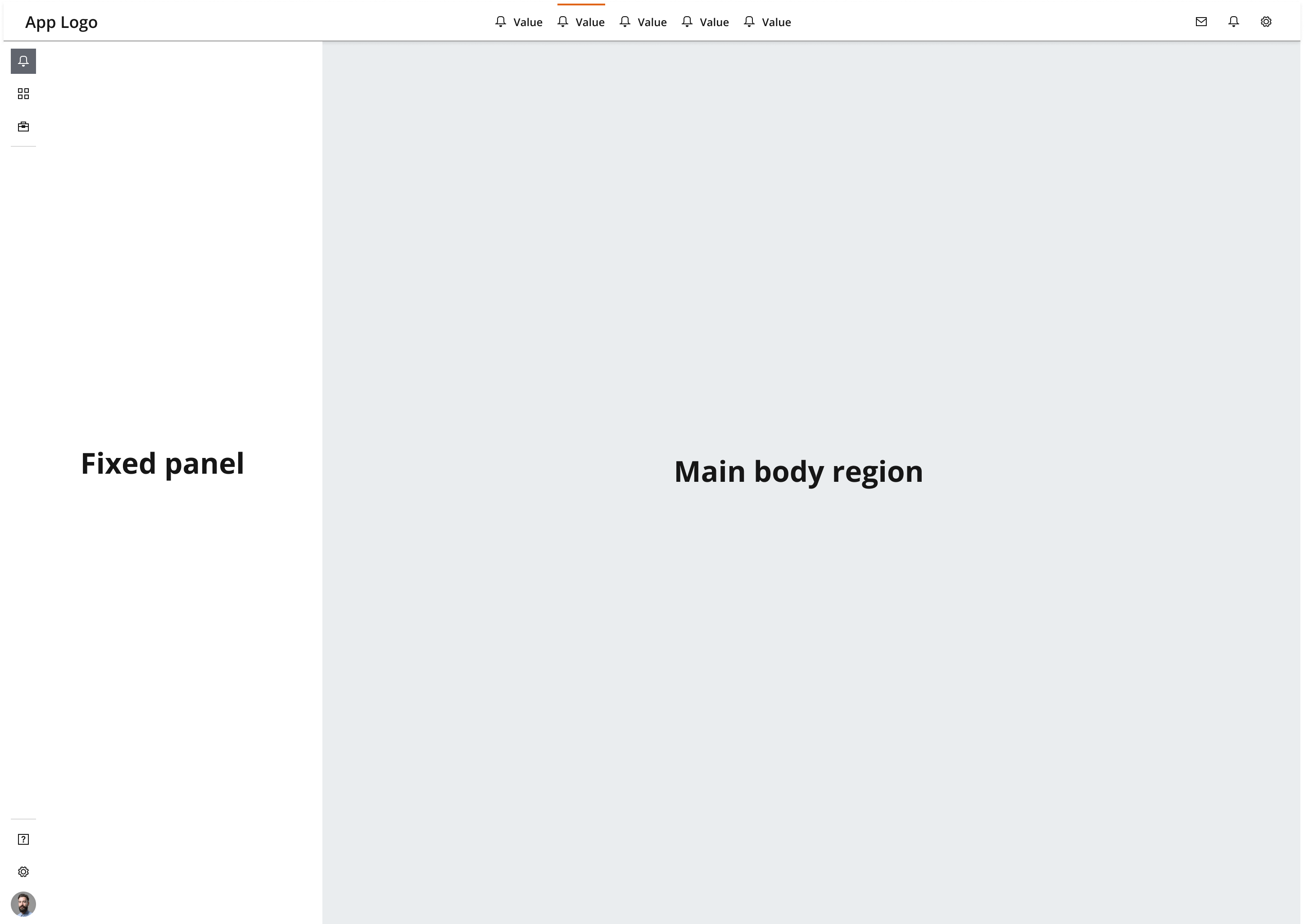 Partially aligned dashboard without layout grid in main body region